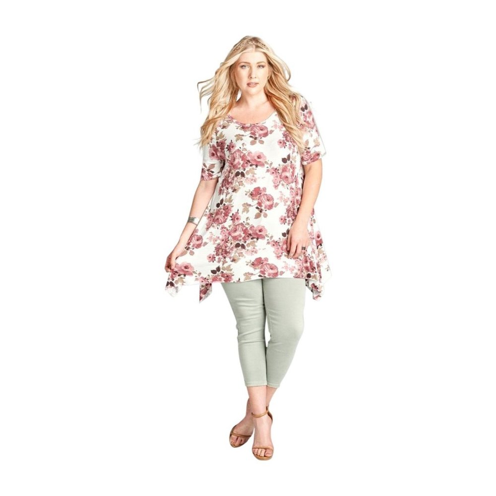 Oddi Floral Sharkbite Tunic, Off White